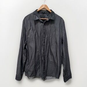 Guess XXL Slim‎ Fit Gray Button Down Shirt Snakeskin Collar Long Sleeve Y2K